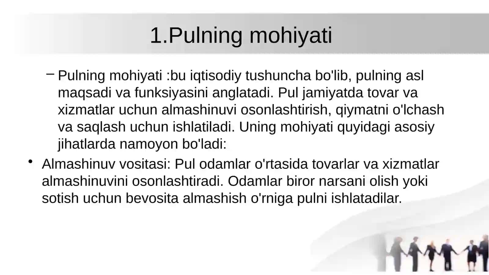 Pulning mohiyati va o’ziga xos xususiyatlari 3