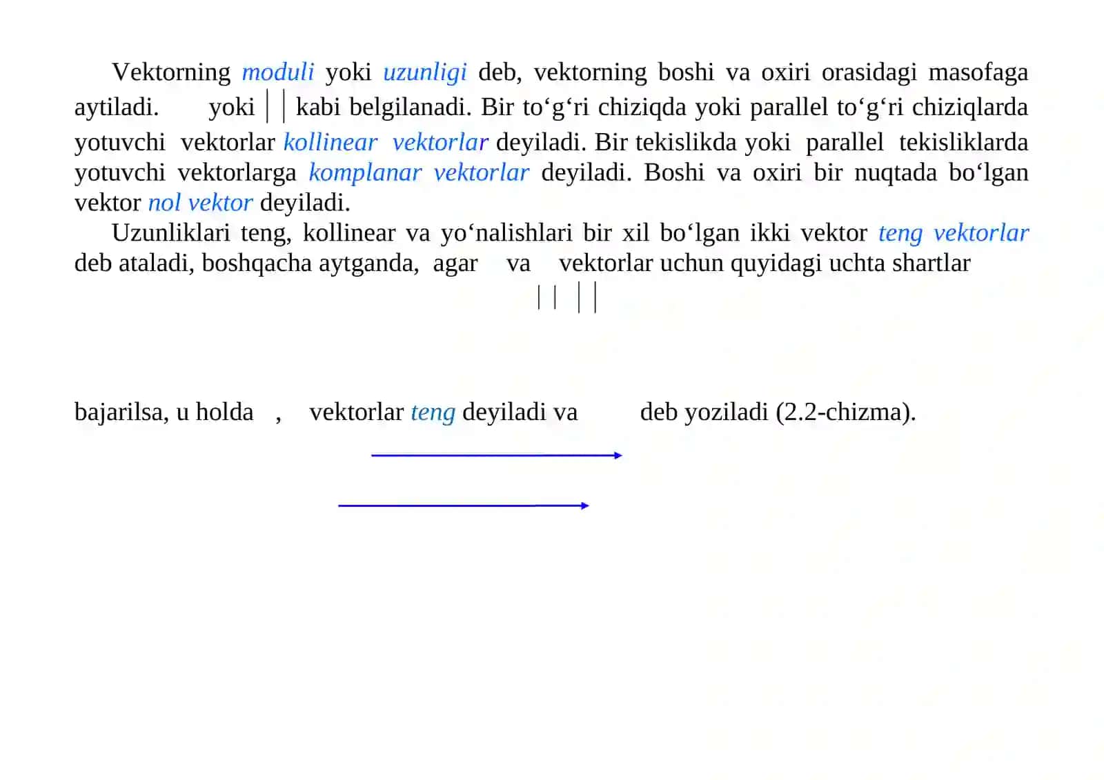 Vektorlar nazariyasi elementlari 3