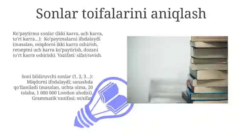Ona tili darsligida son so'z turkumi haqida 3