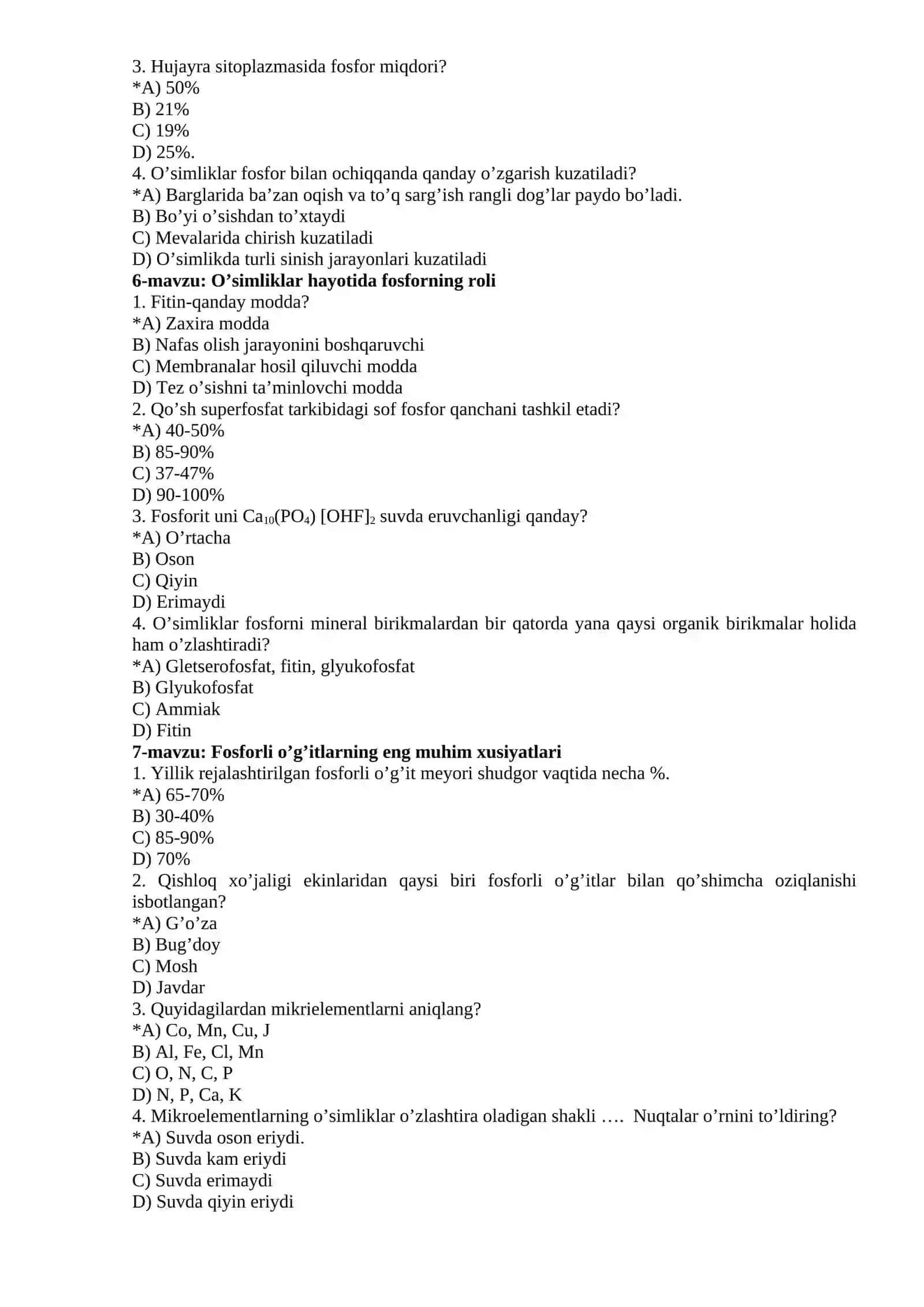 O’simliklar oziqlanishi va o’g’it 3