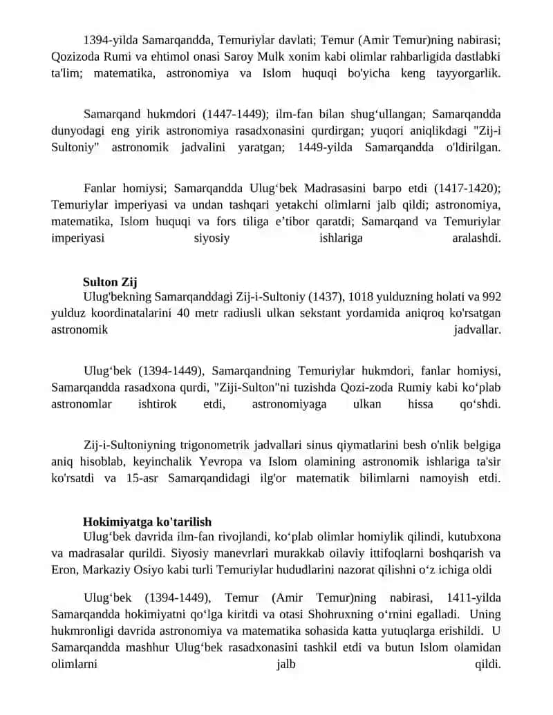 Mirzo Ulugʻbek-davlat arbobi va buyuk olim 3