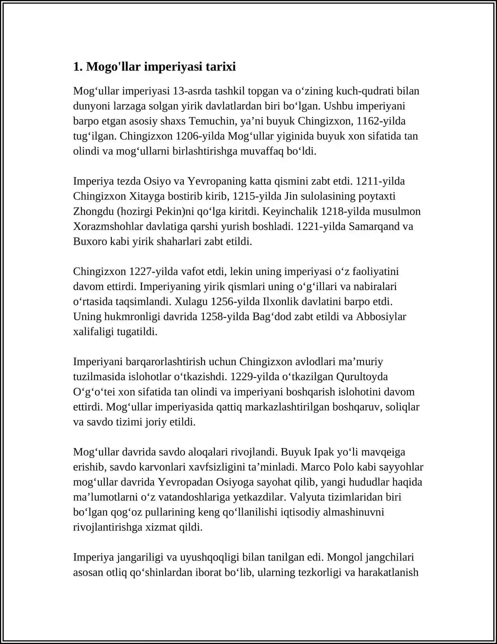 MOG'ULLAR O'RTA OSIYONI BOSB OLISHI 3