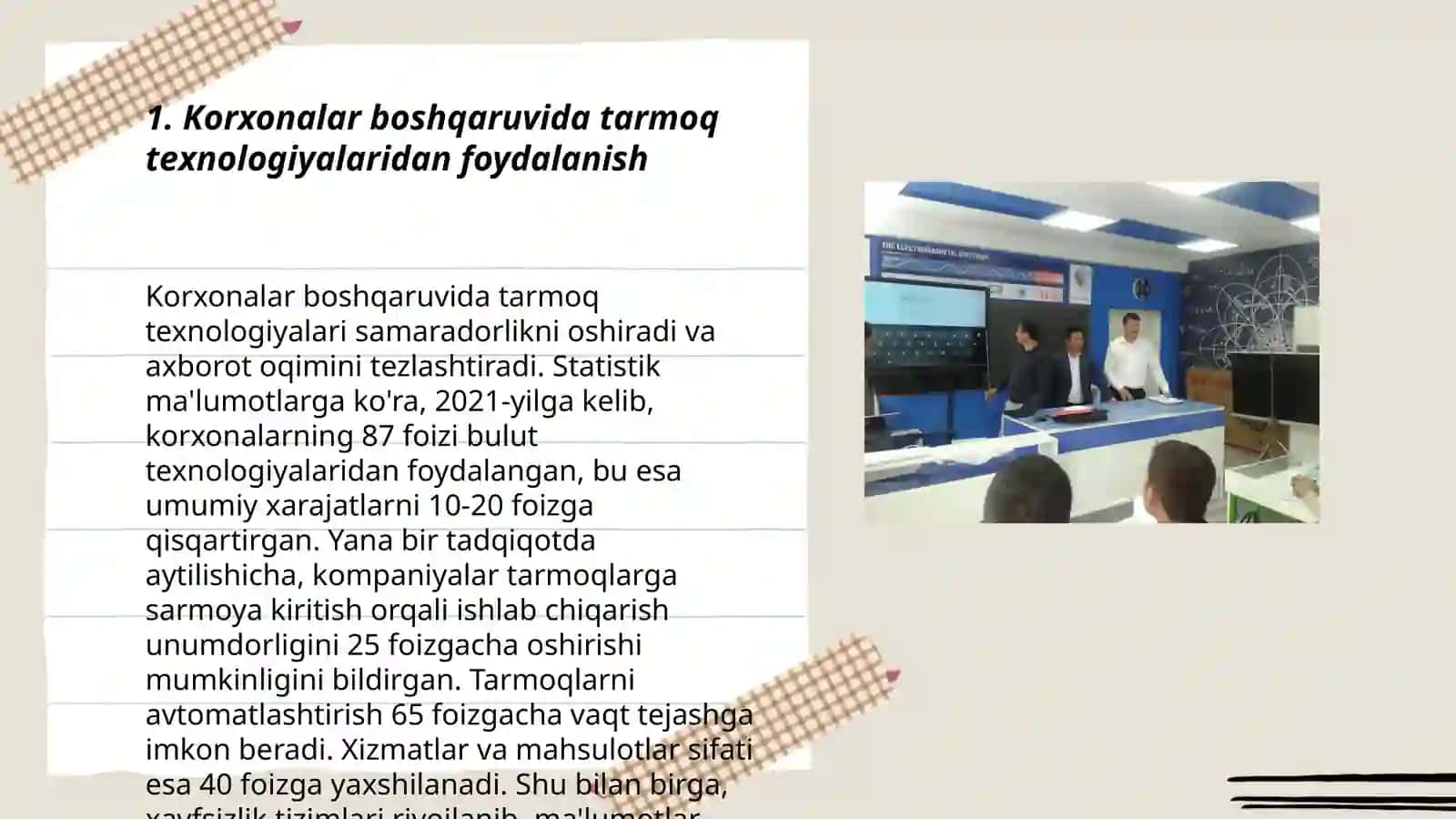 Xalq xôjaligining turli sohalari va tarmoqlarida tarmoq texnologiyalaridan foydalanish yöllari 3