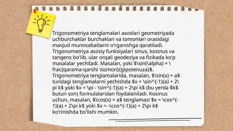 Trigonometrik tenglama va tengsizliklar 3
