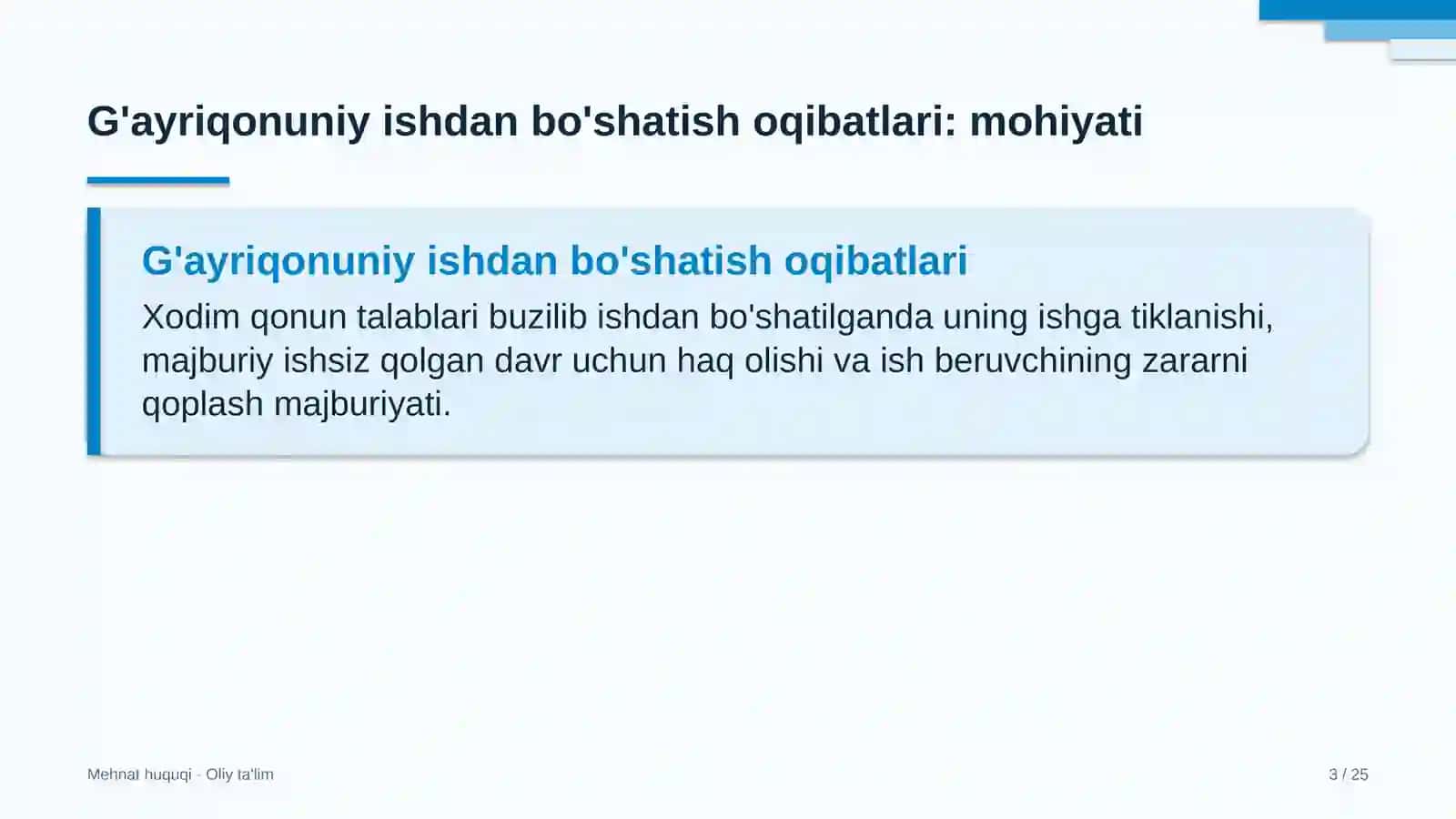 Mehant huquqi · Oliy ta'lim 3