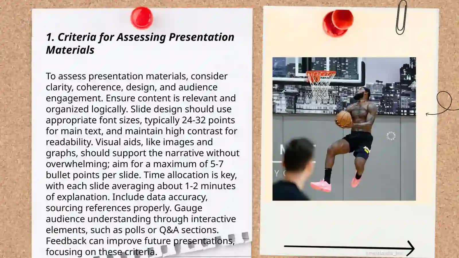 Observation and evaluation of presentation materials 3