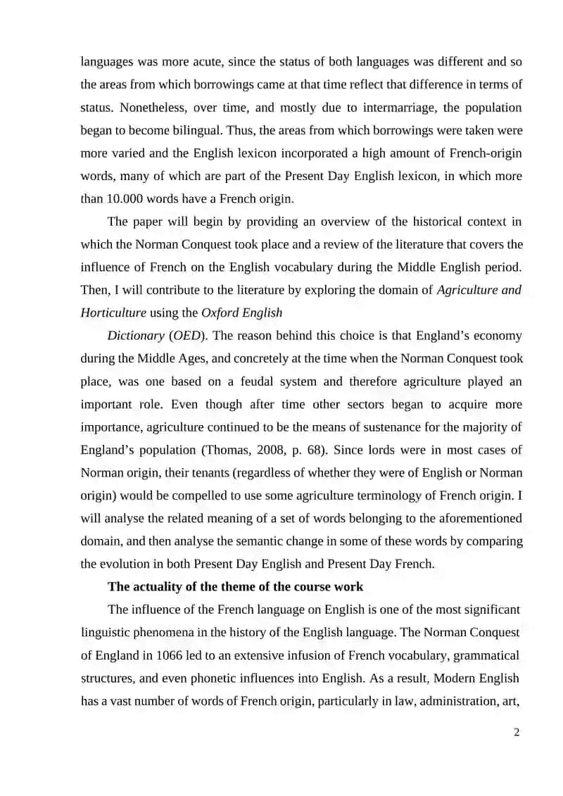 THE FOREIGN (FRENCH) INFLUENCE ON THE DEVELOPMENT OF THE ENGLISH LANGUAGE 3