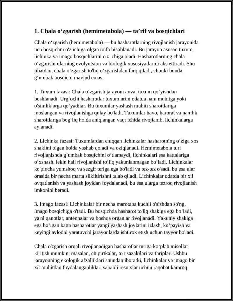 HASHORATLARNING CHALA VA TOʻLIQ OʻZGARISHLARI BUYICHA MUSTAQIL ISH ODDIY REJALI 3