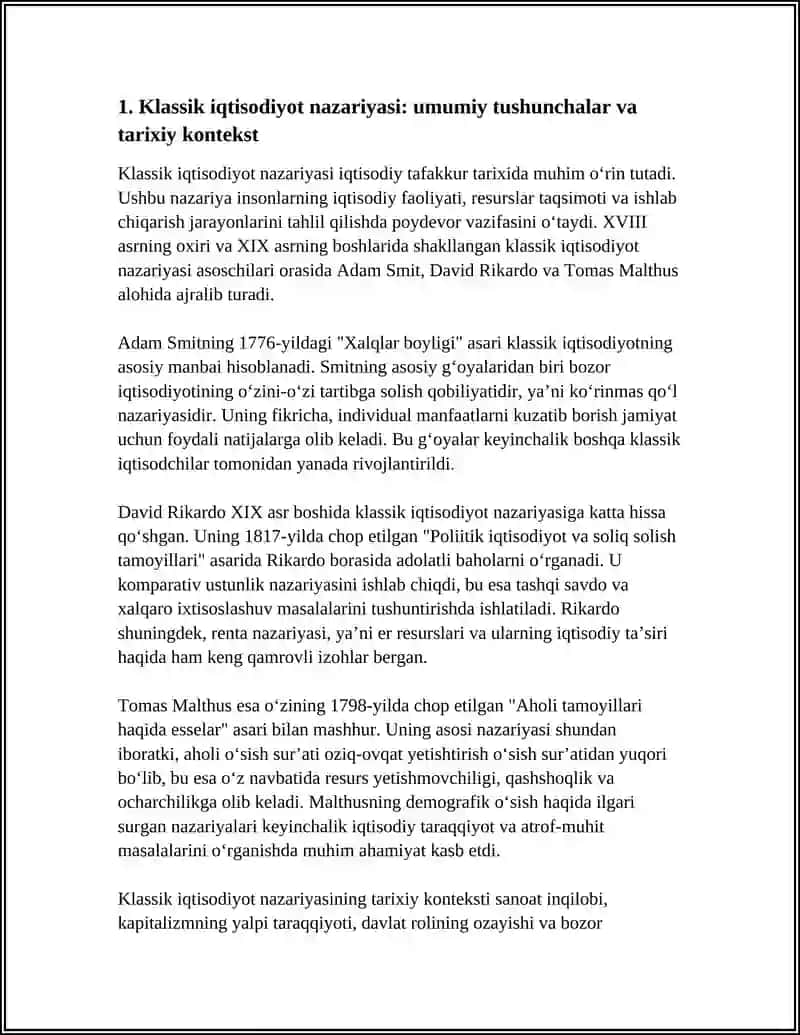 KLASSIK IQTISODCHILAR. RIKARDO, MALTUS. XYUM 3
