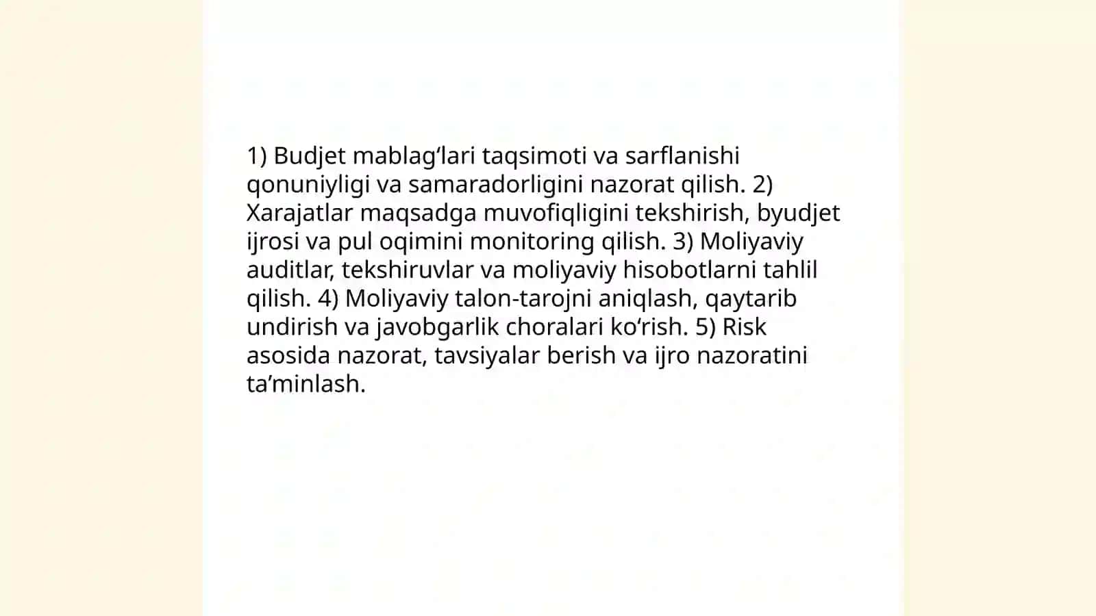 Davlat moliyaviy nazorati organlari vazifalari 3