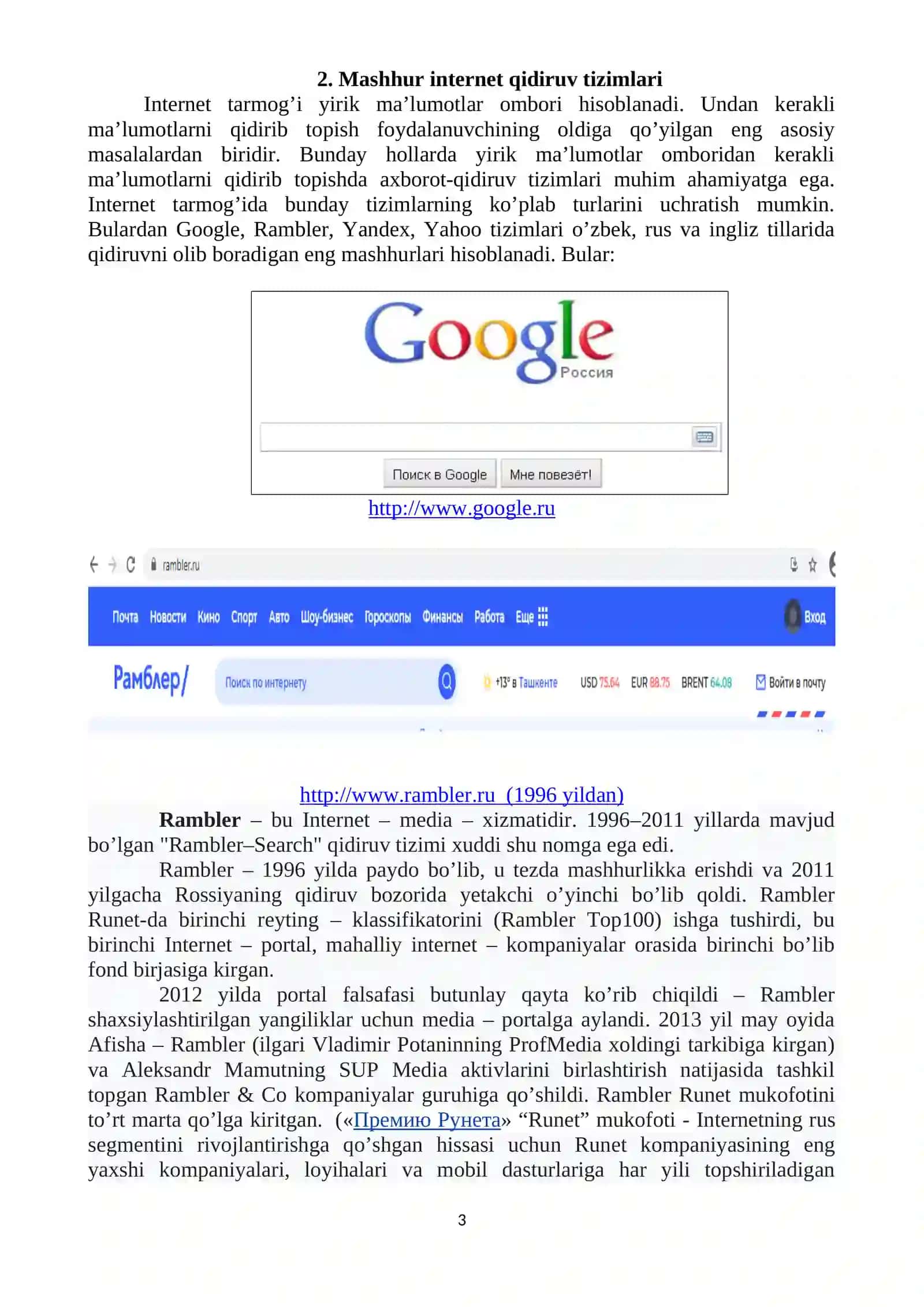 Intellektual boshqaruv tizimlari. Sun’iy intellekt. Internet qidiruv tizimlari. Tarjimon dasturlari bilan ishlash 3
