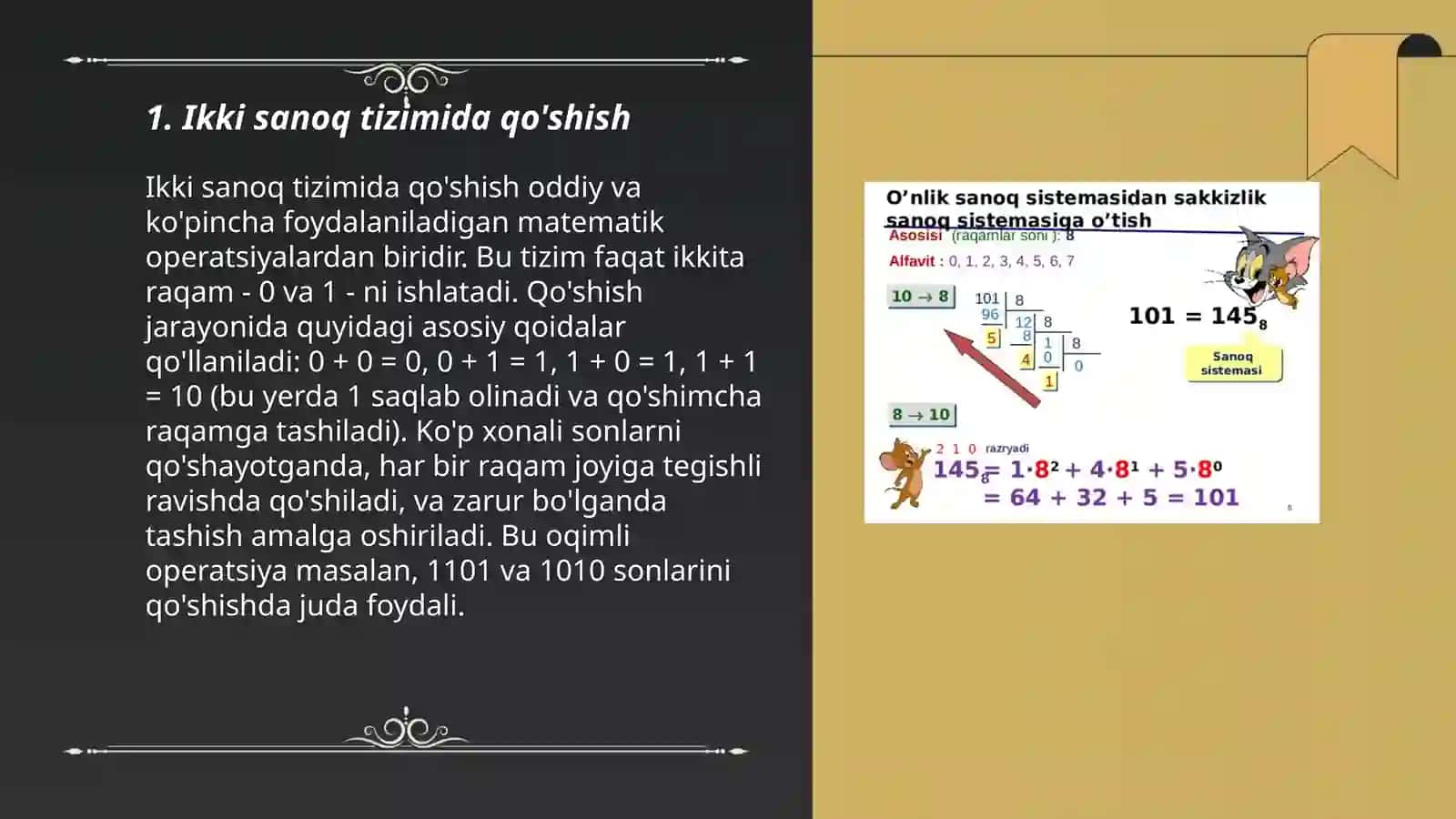 Ikki sanoq tizimida qo'shish 3
