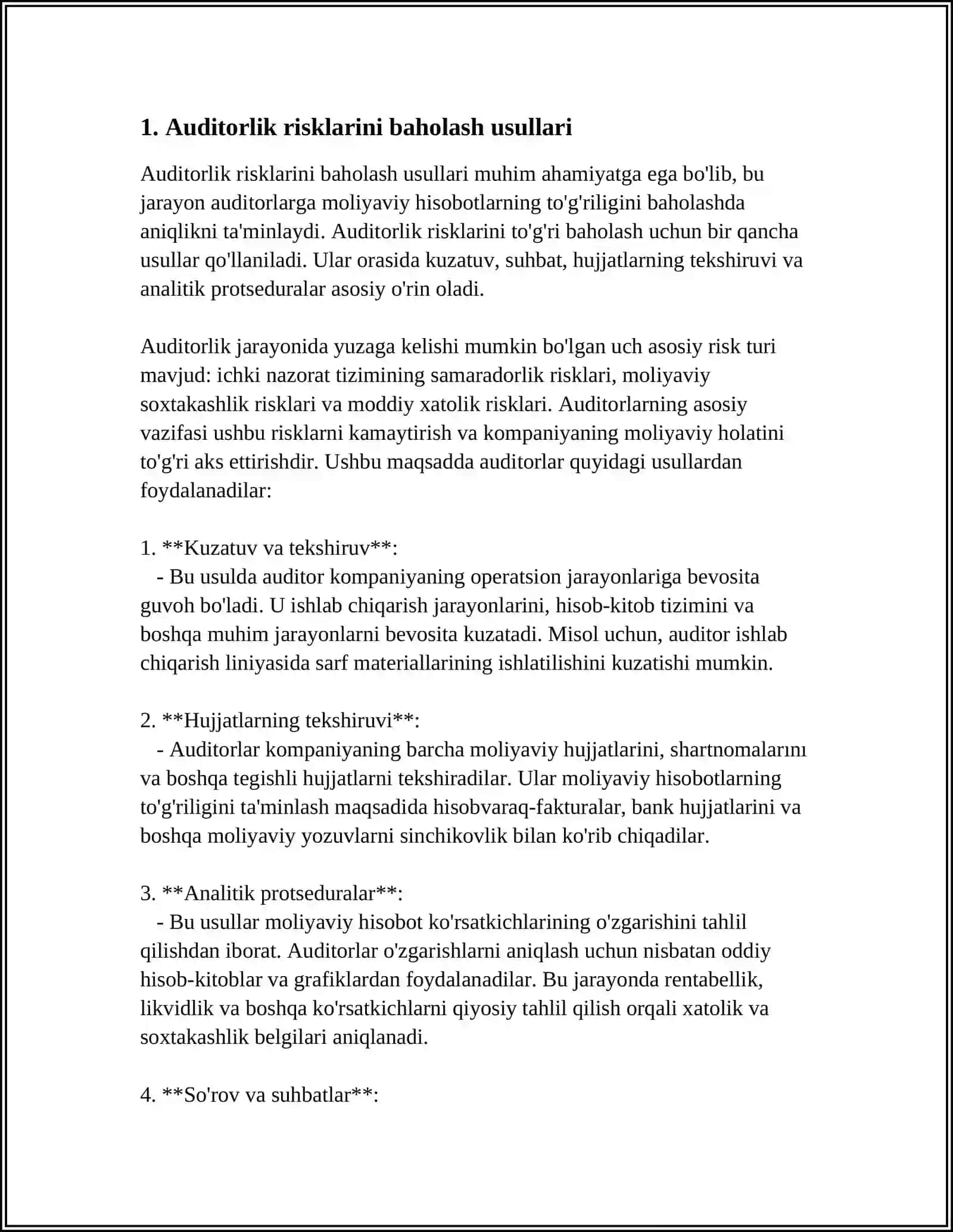 AUDITORLIK RISKLARNING MAQBUL TO'PLAMI 3