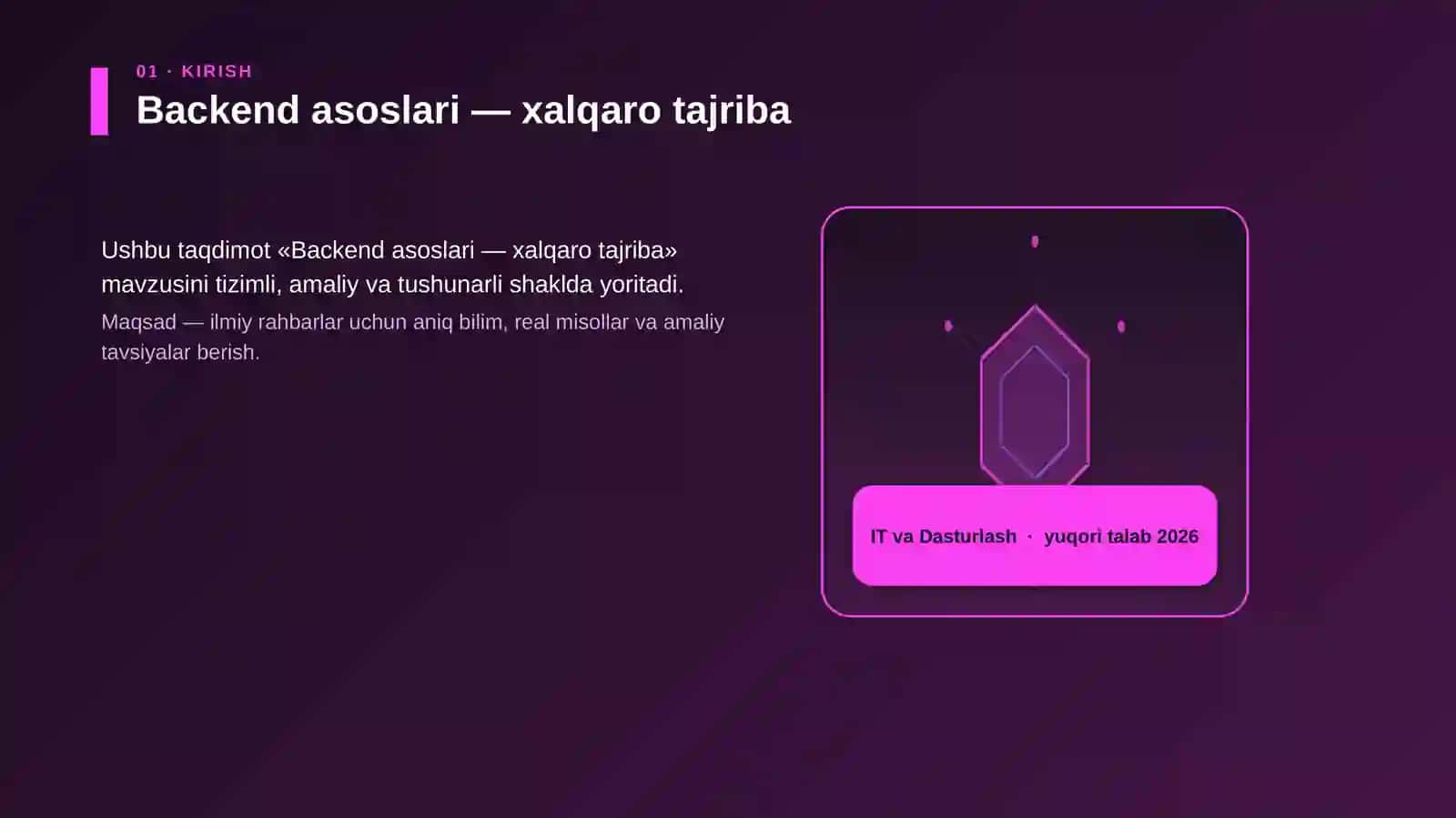 Backend asoslari — xalqaro tajriba 3
