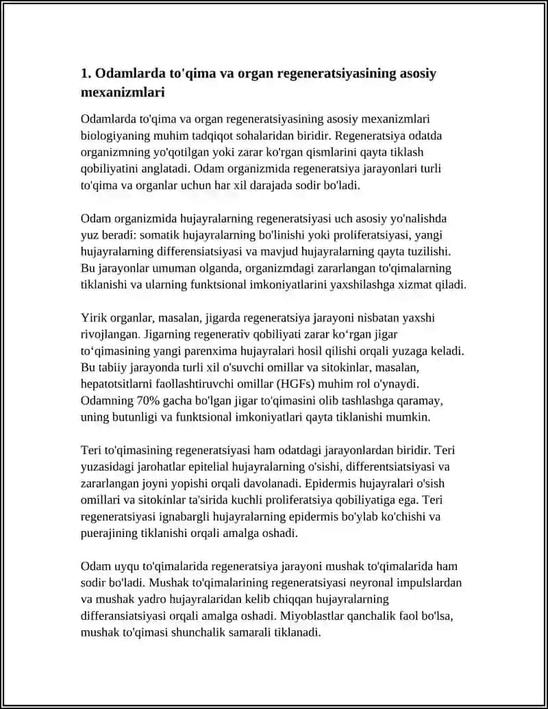 ODAMLARDA REGENERATSIYA 3