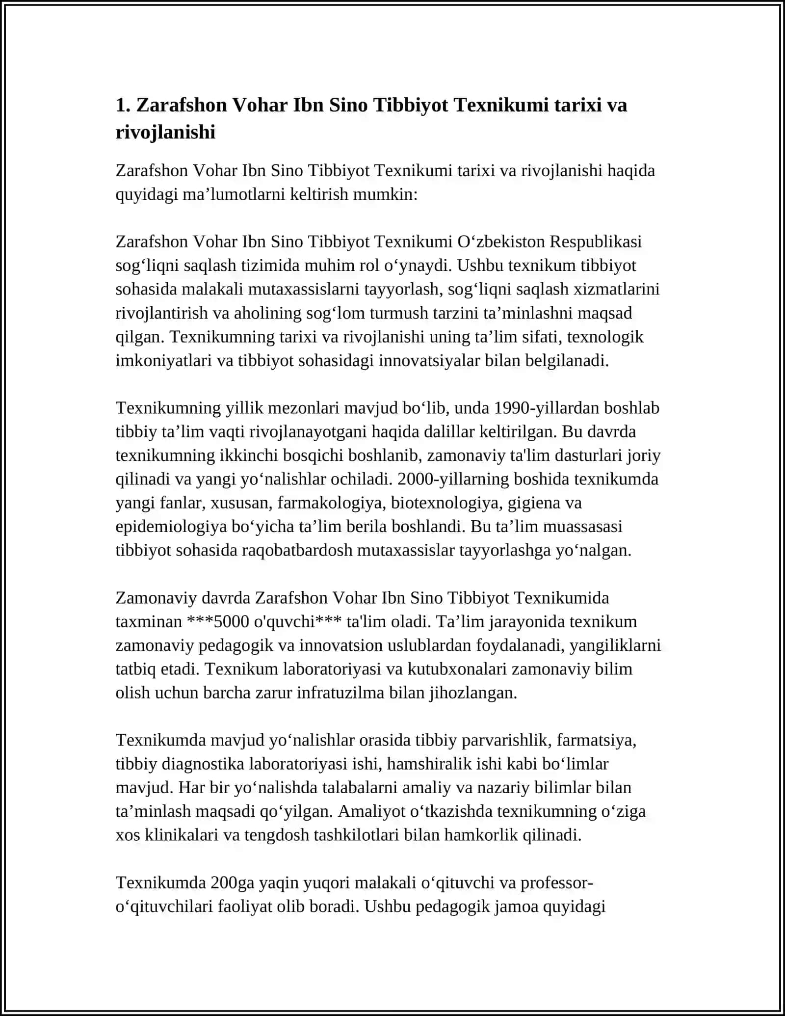 Zarafshon Vohar Ibn Sino Tibbiyot Texnikumi 3