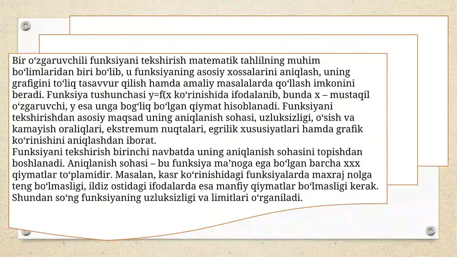 Bir o‘zgaruvchili funksiyani tekshirish. Foydani maksimallashtirish modeli. 3