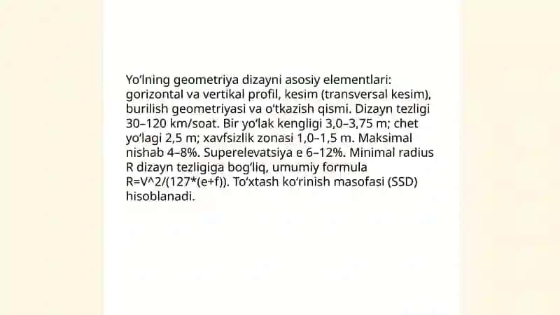 Yoʻl transport tizimi va elementlari 3