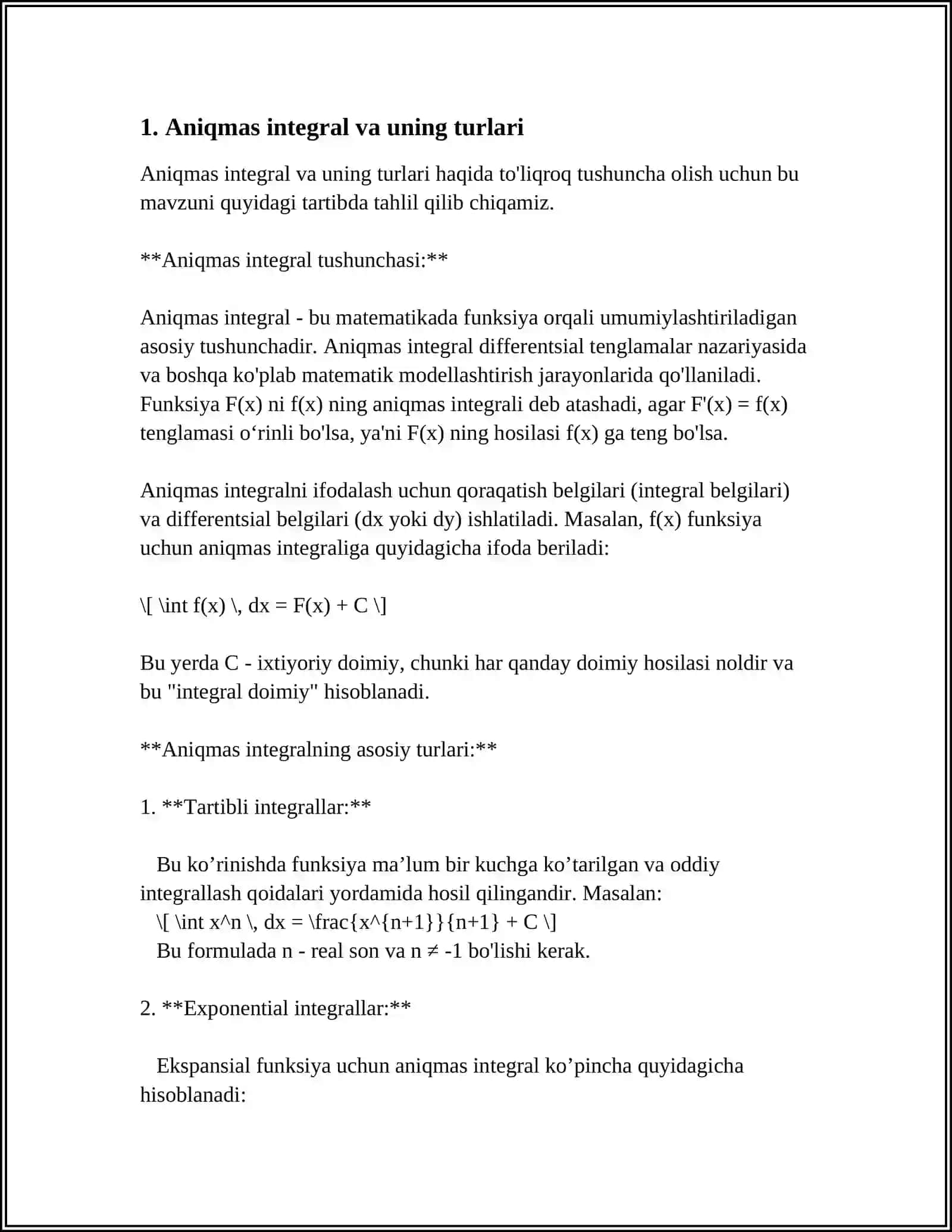 ANIQMAS INTEGRAL XISOBLASH USULI 3