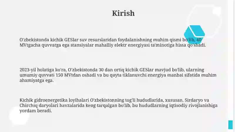 Oʻzbekistonda kichik GESlar 3
