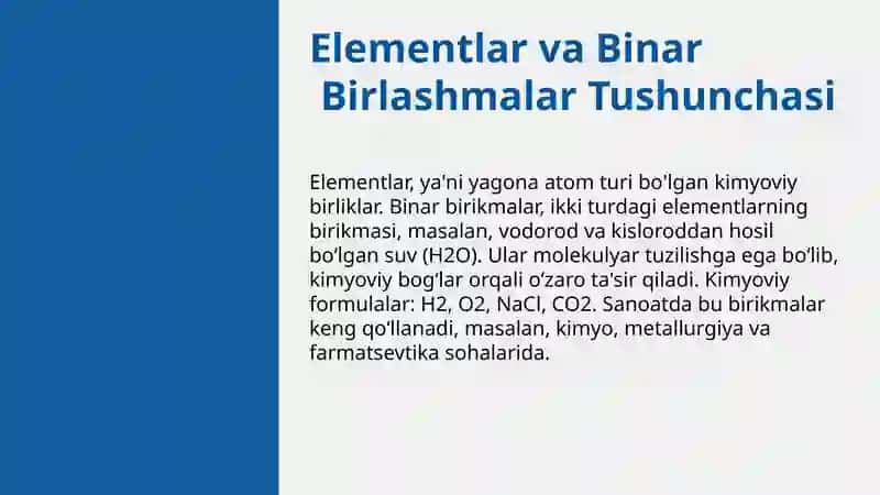 Guruh elementlaring binar birikmalar va sanoatdagi ahamiyati 3