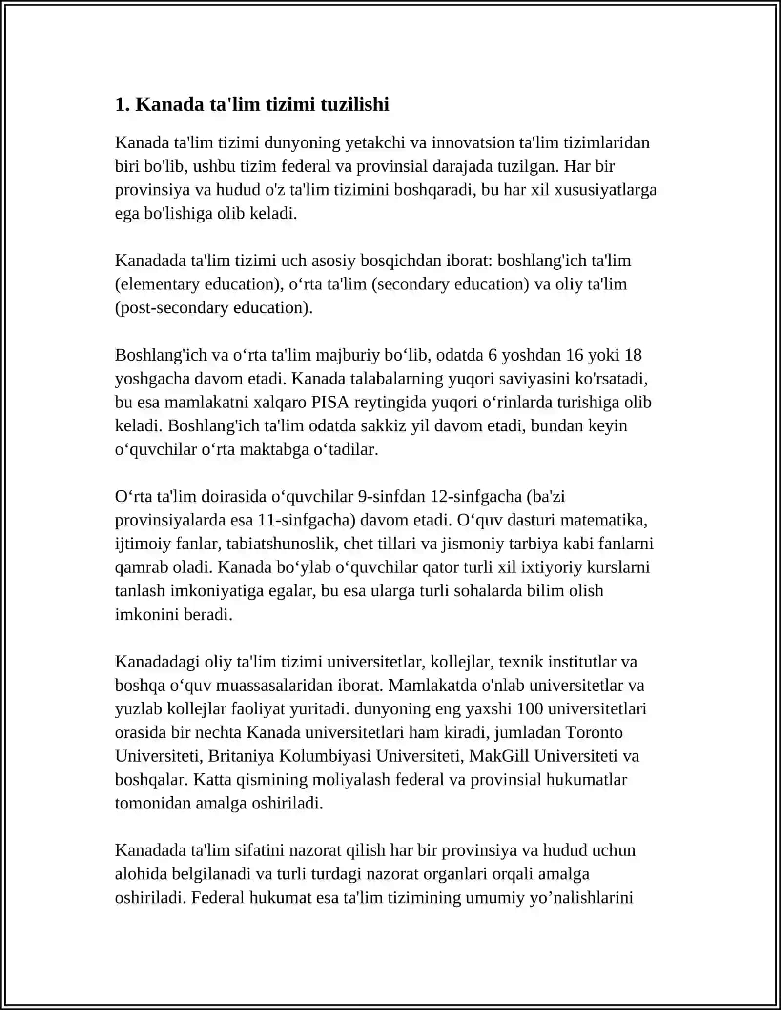 Mavzu: KANADA TA'LIM 3