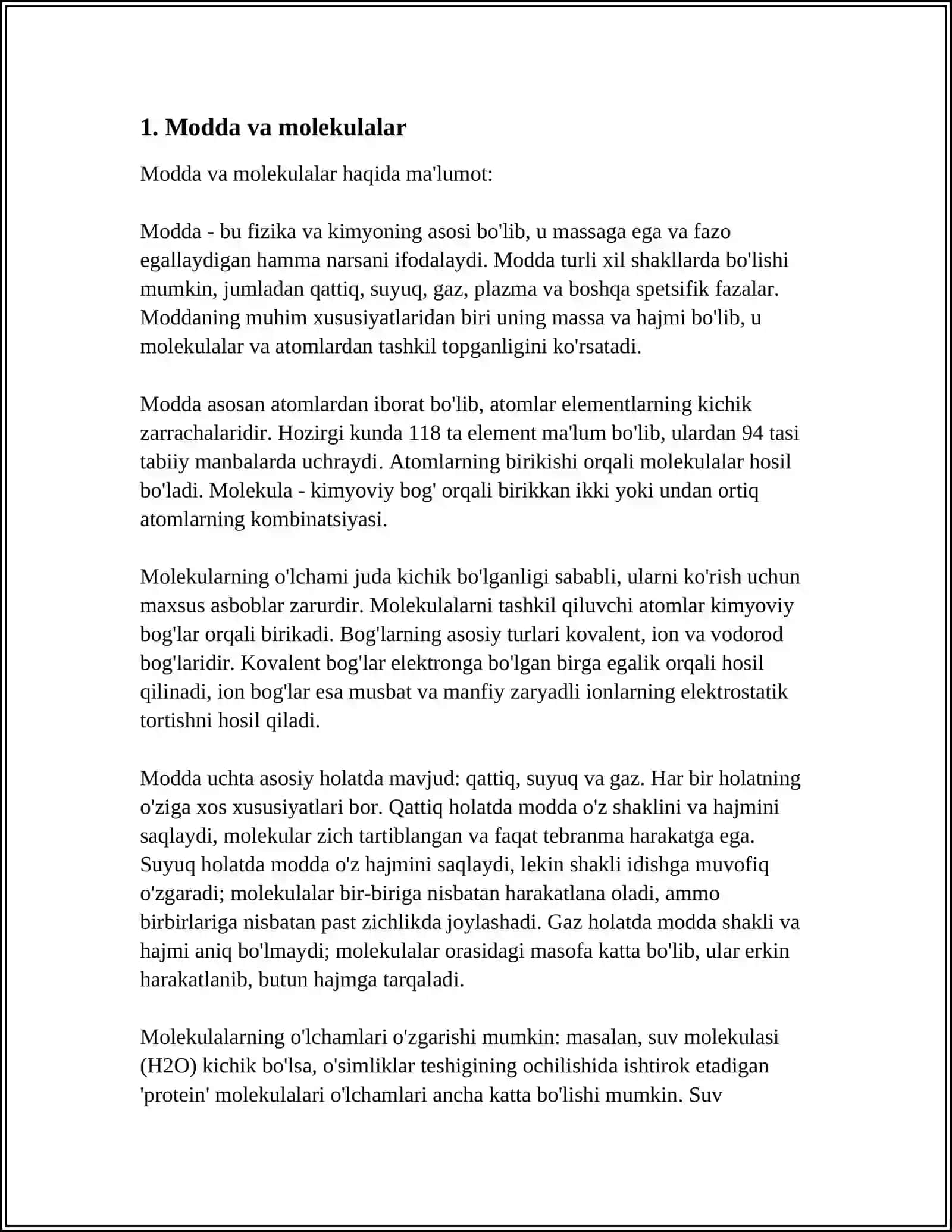 HAYOTNING MOLEKULYAR DARAJASI 3