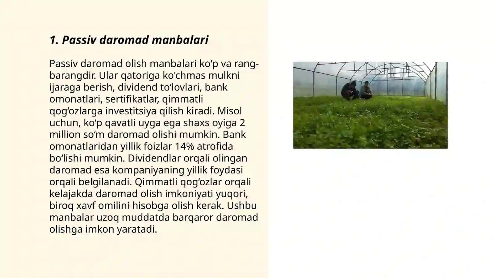 Passiv daromad manbalari 3