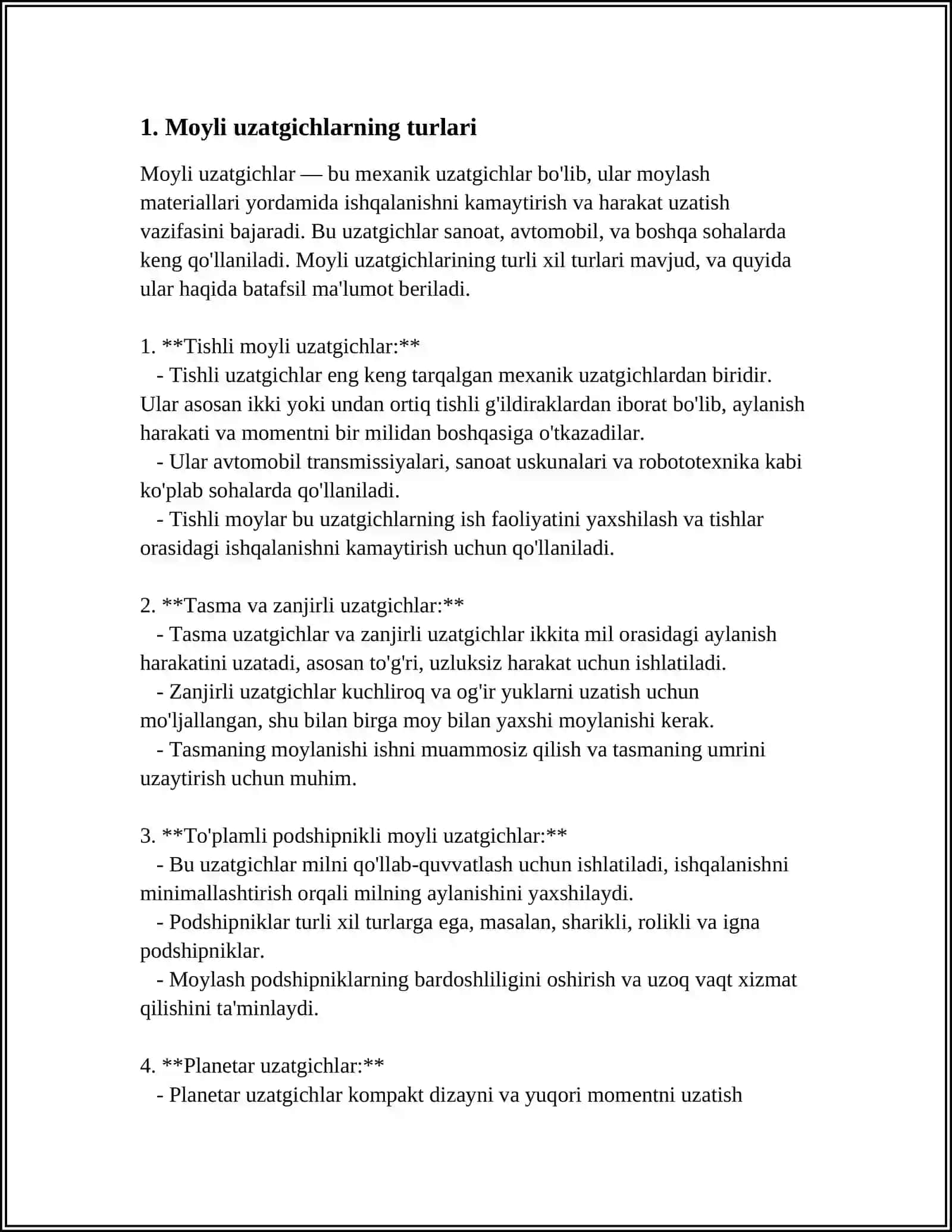 MOYLI UZATGICHLARNING TUZULISHI 3