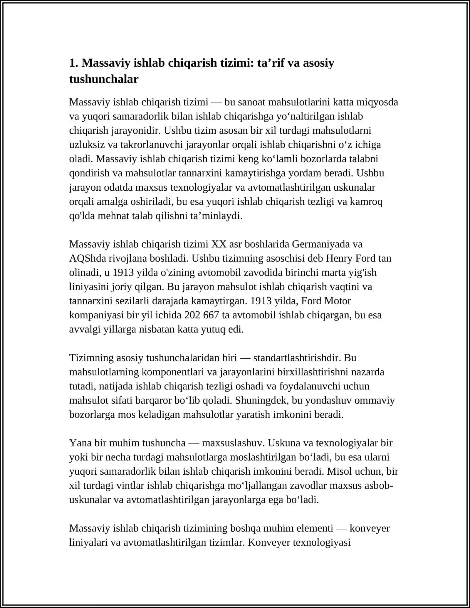 MASSAVIY ISHLAB CHIQARISH TIZIMI VA UNING AFZALLIKLARI 3