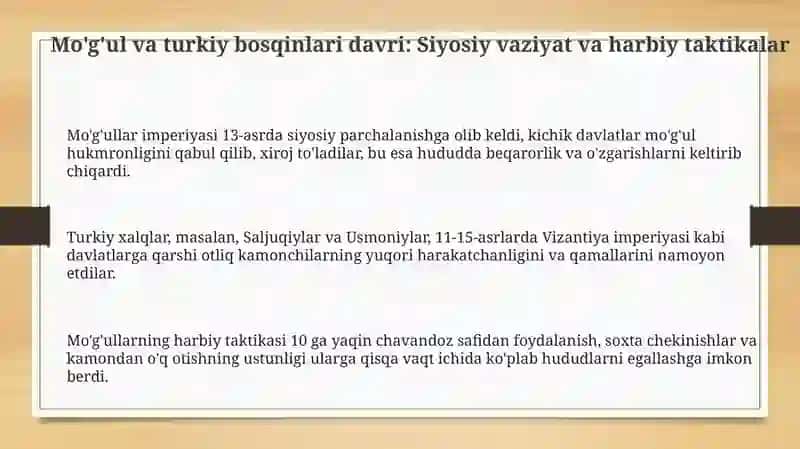 Moʻgʼul va Turk istilolari davri. Yapom musiqa tarixi 3
