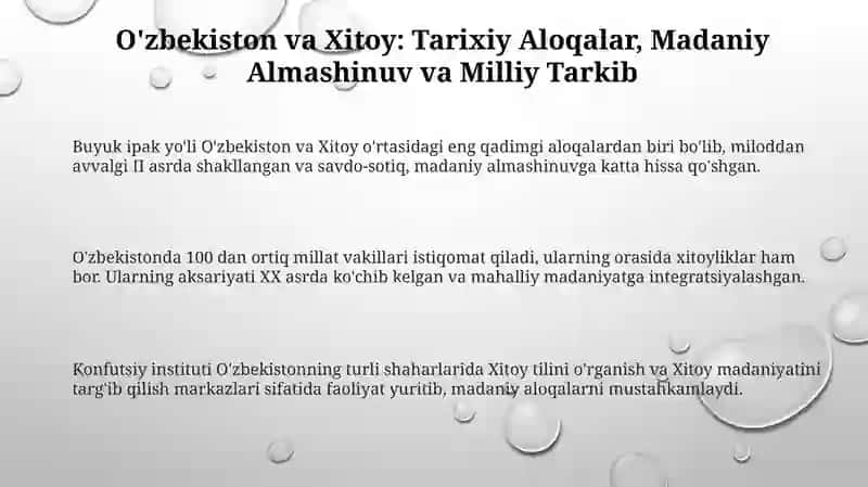 Xitoy va O'zbekiston: Tarix, Til va Madaniyat 3