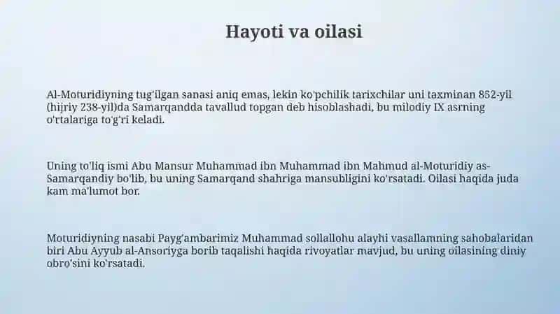 Moturidiy hayoti va faoliyati 3