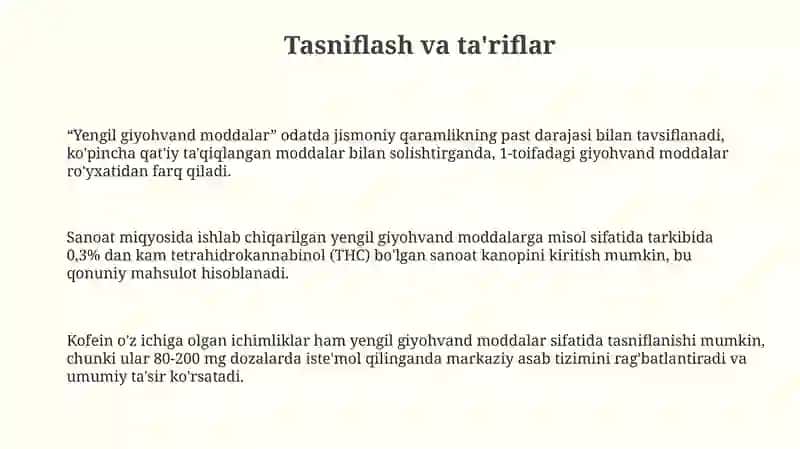 Yengil giyohvand moddalar 3