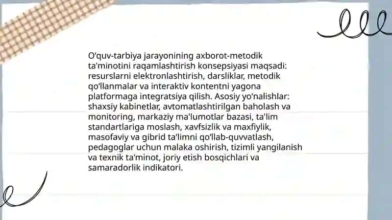 Oʻquv-tarbiya jarayonining axborot-metodik ta'minoti va oʻquv muassasasi tashkiliy- boshqaruv tizimlari avtomatlashtirish va uning istiqbollari 3