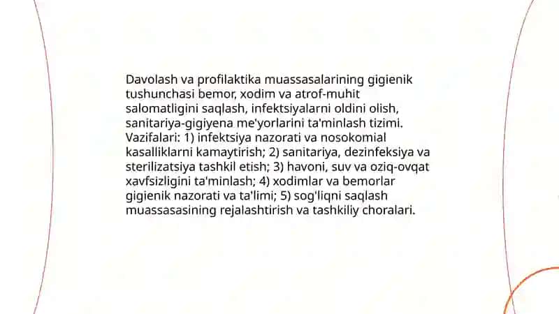 Davolash va Profilaktika muassasalari gigeniyasi 3
