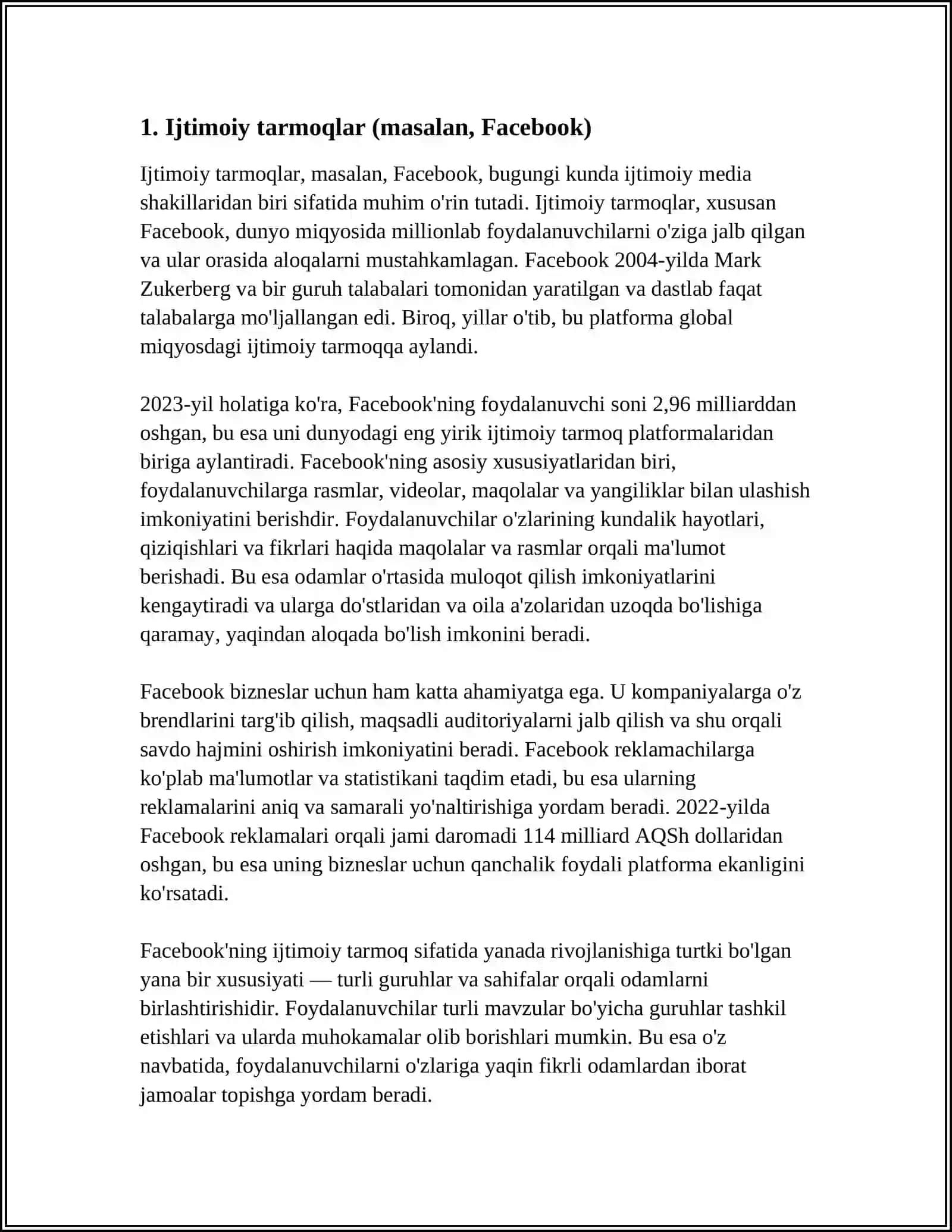 Ijtimoiy tarmoqlar (masalan, Facebook) 3