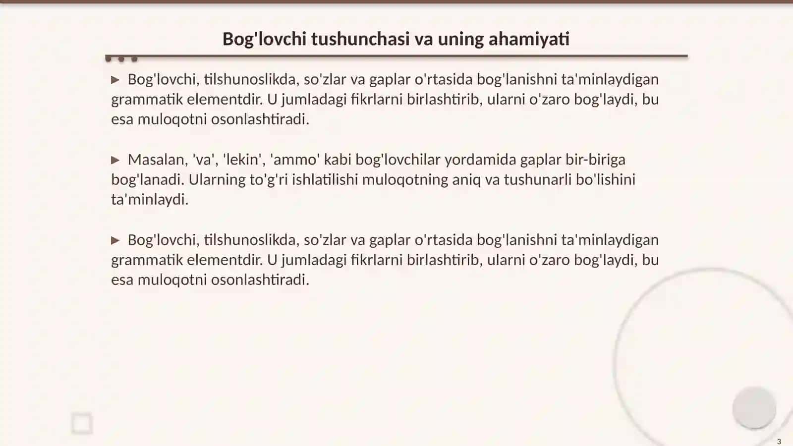 Bog'lovchi va yuklama. Yuklamalarning grammatik xususiyatlari 3