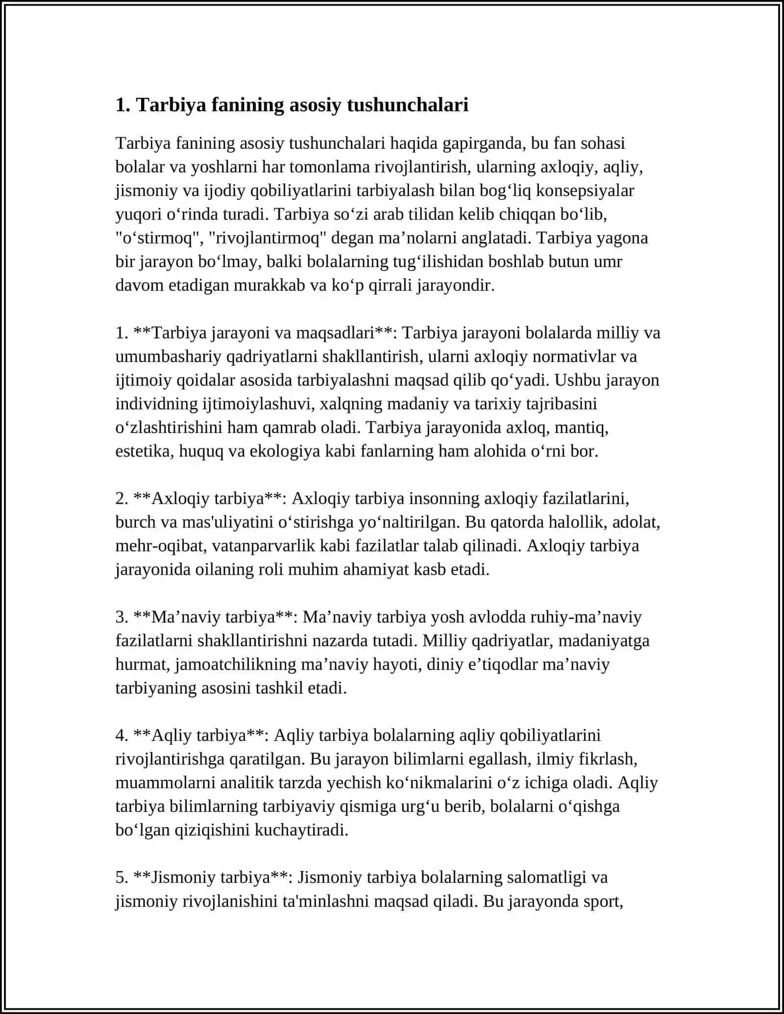 TARBIYA FANINI OʻZIGA XOSLIKLARI 3