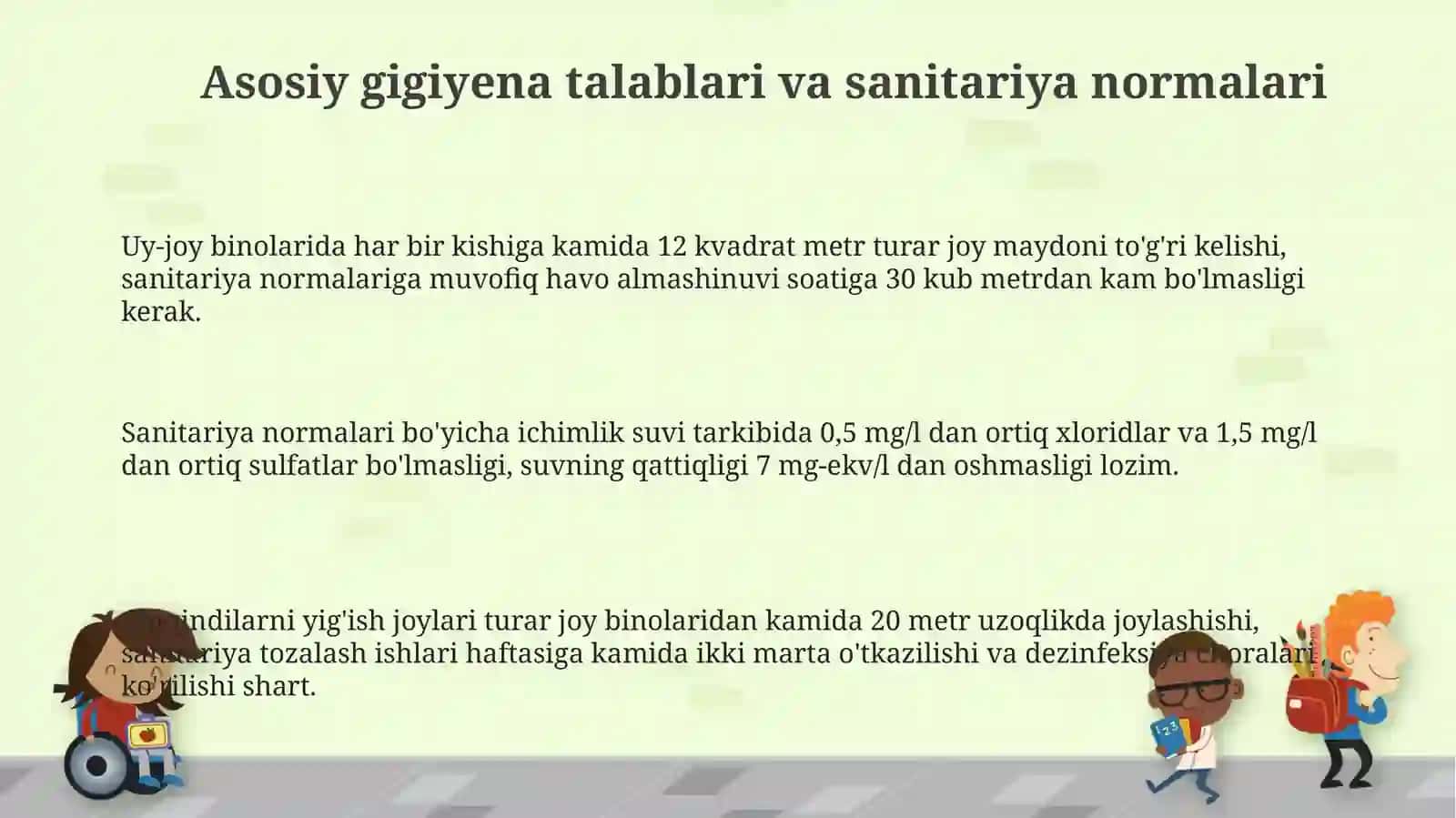 Zamonaviy turar joylarga gigiyenik talablar 3