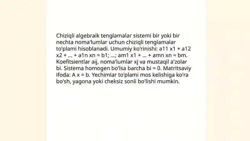 Chiziqli algebraik tenglamalar 3