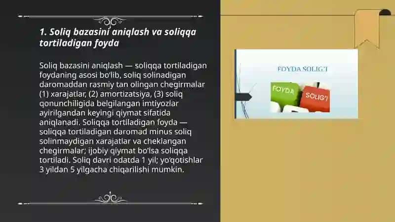 Foyda solig'ini hisoblash va byudjetga undirish tartibi 3