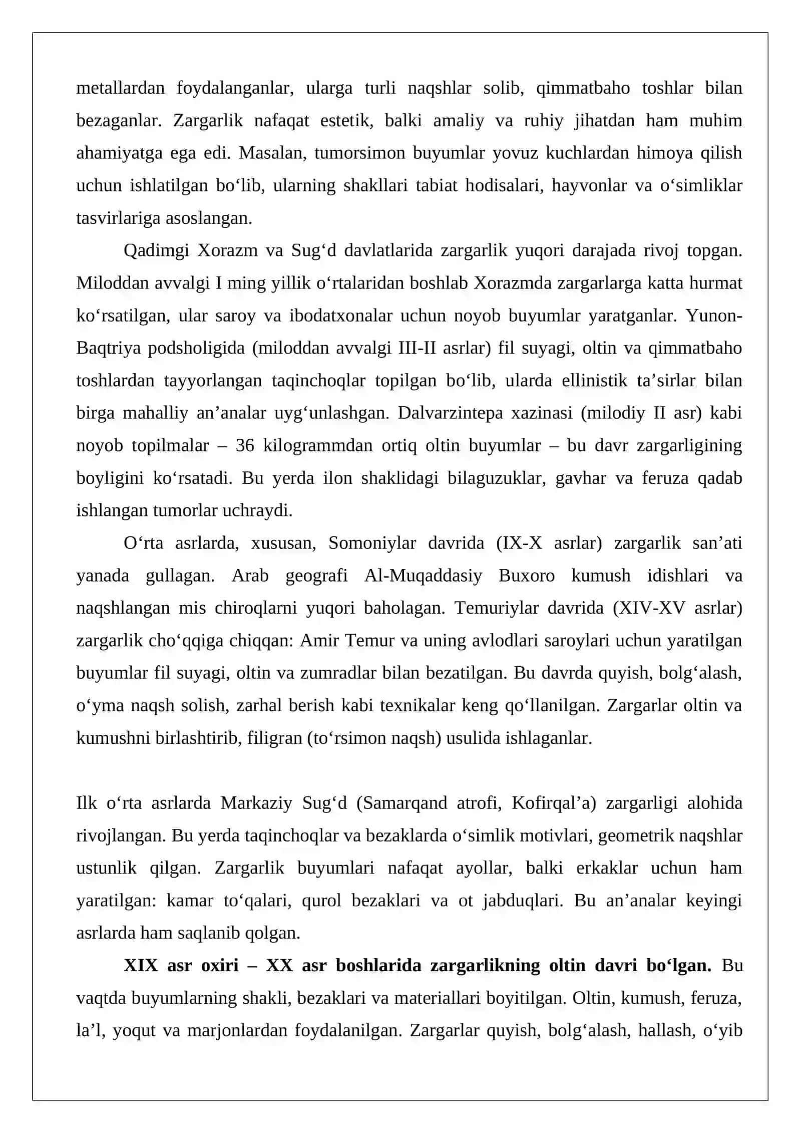Mustaqillik yillarida zargarlik san’ati 3