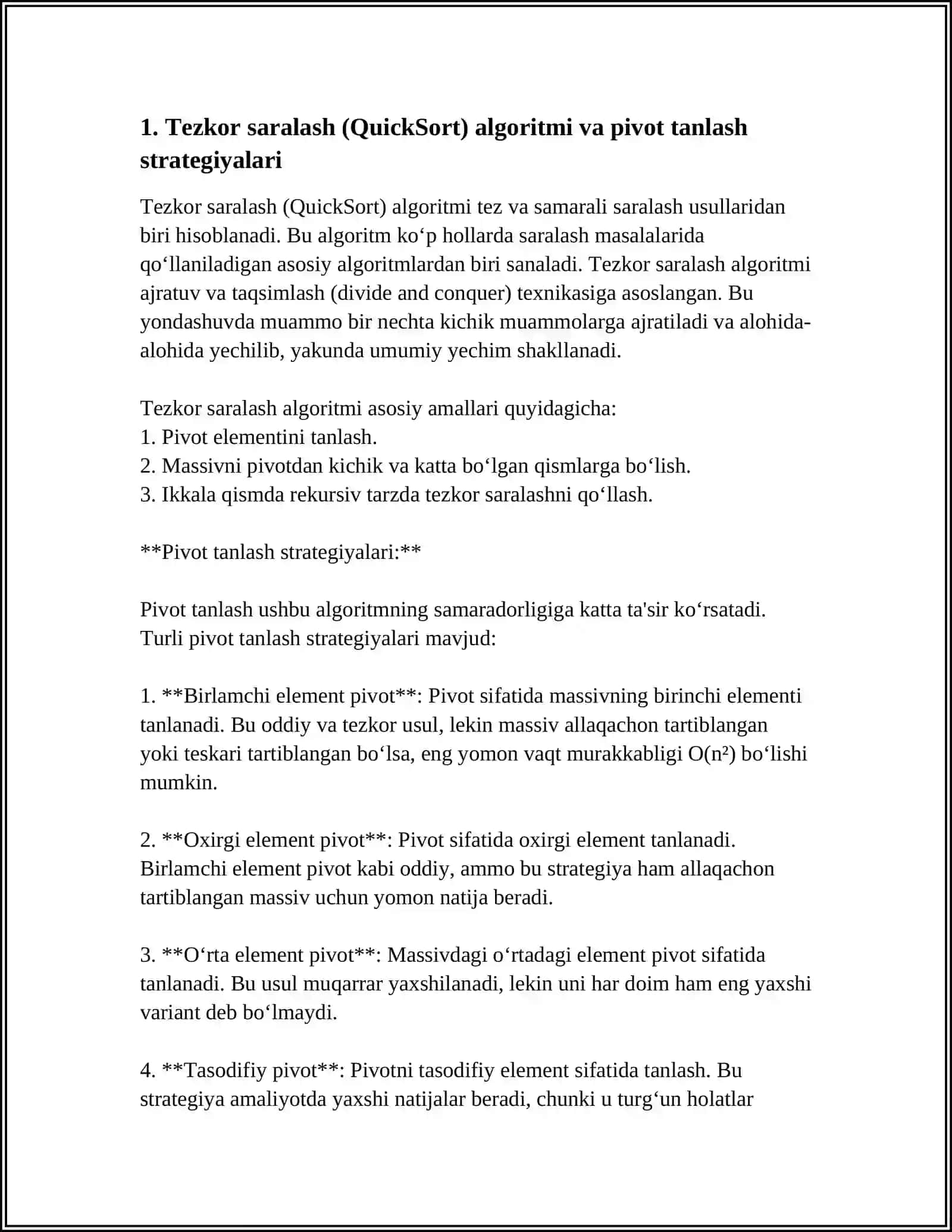 SARALASHNING SAMARALI ALGORITMLARI 3