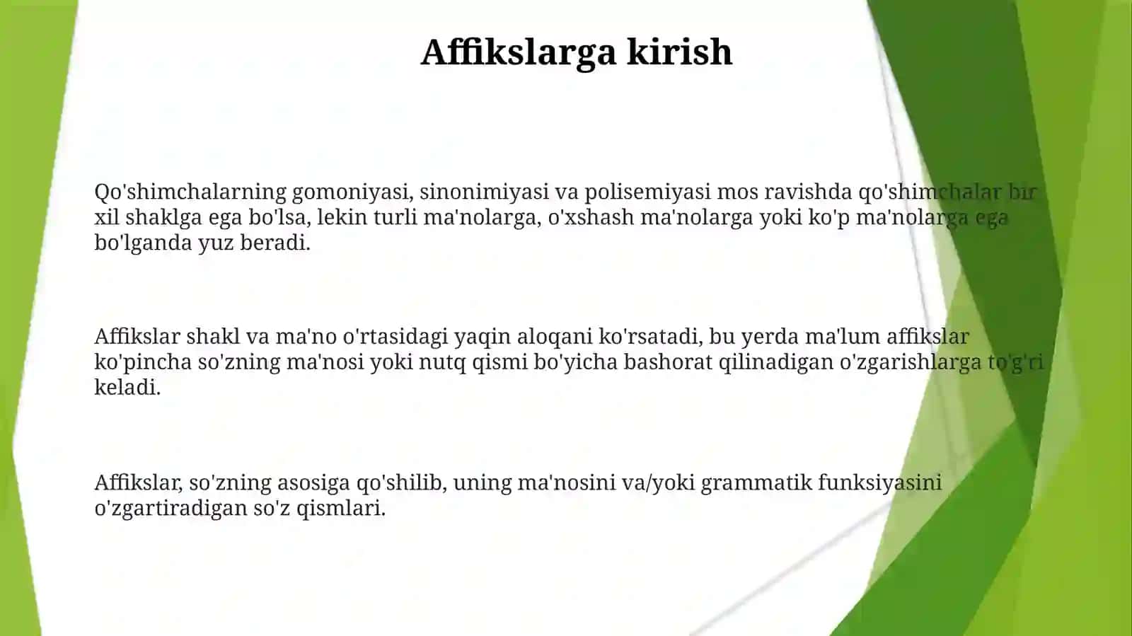 Afiksal gomoniya, sinonimiya va polisemiya 3
