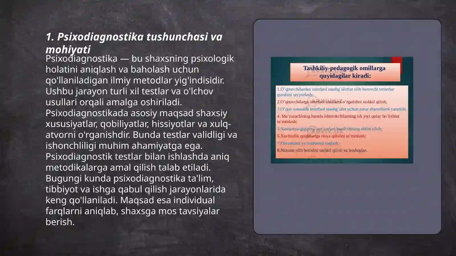 Psixidiagnostika metodlarga qo'iladigan talablar 3