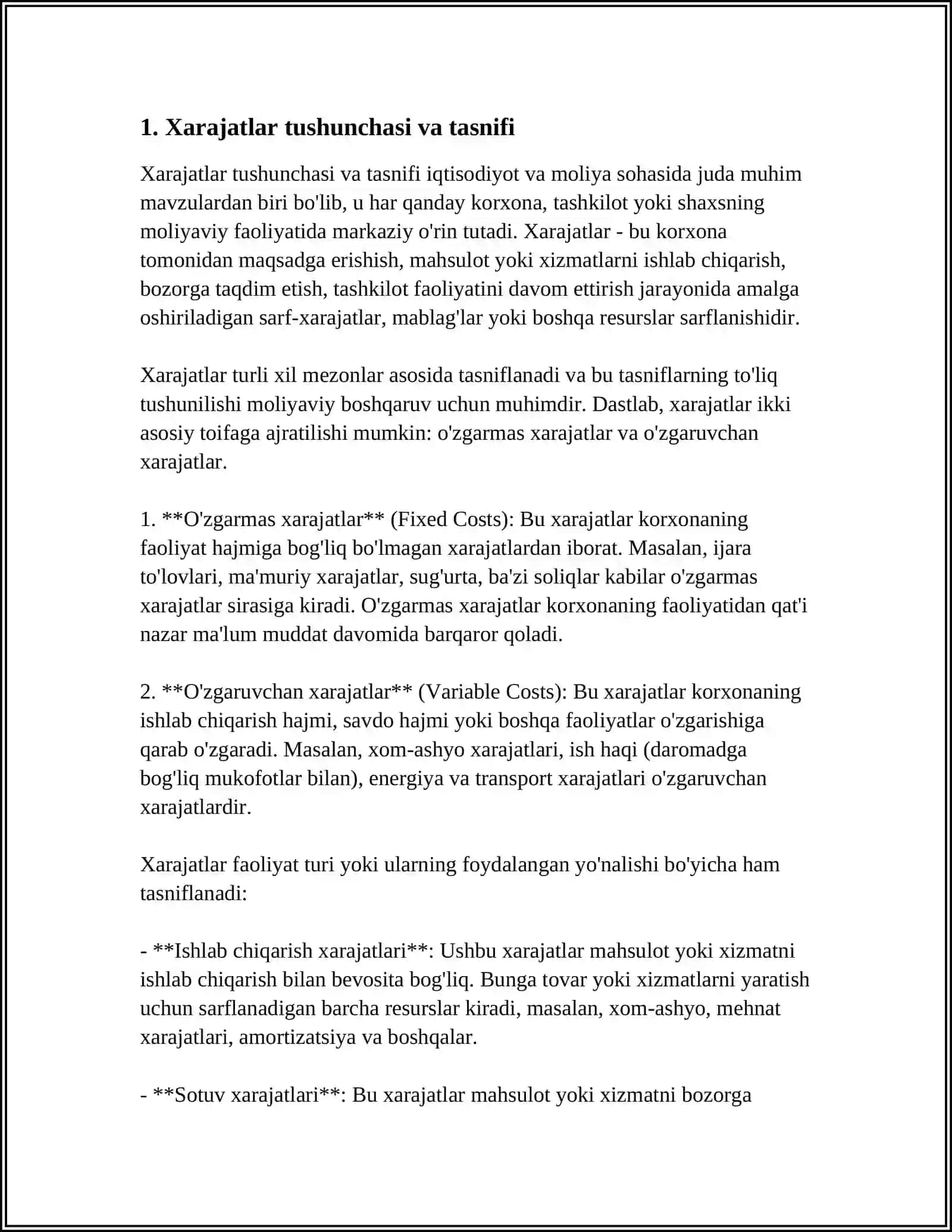 XARAJATLARNING IQTISODIY MOHIYATI 3