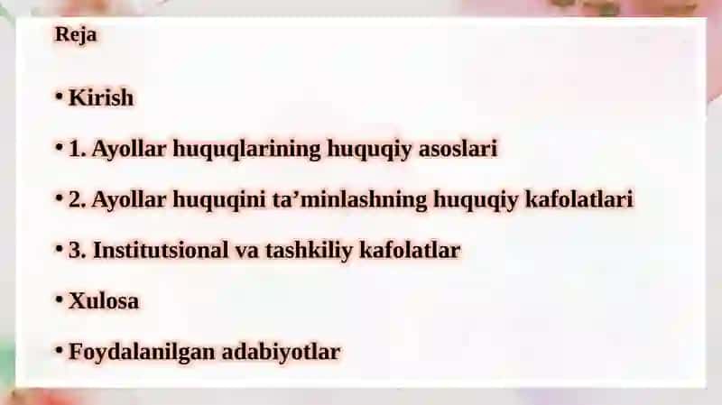 Ayollar huquqini ta'minlashning kafolatlari 3