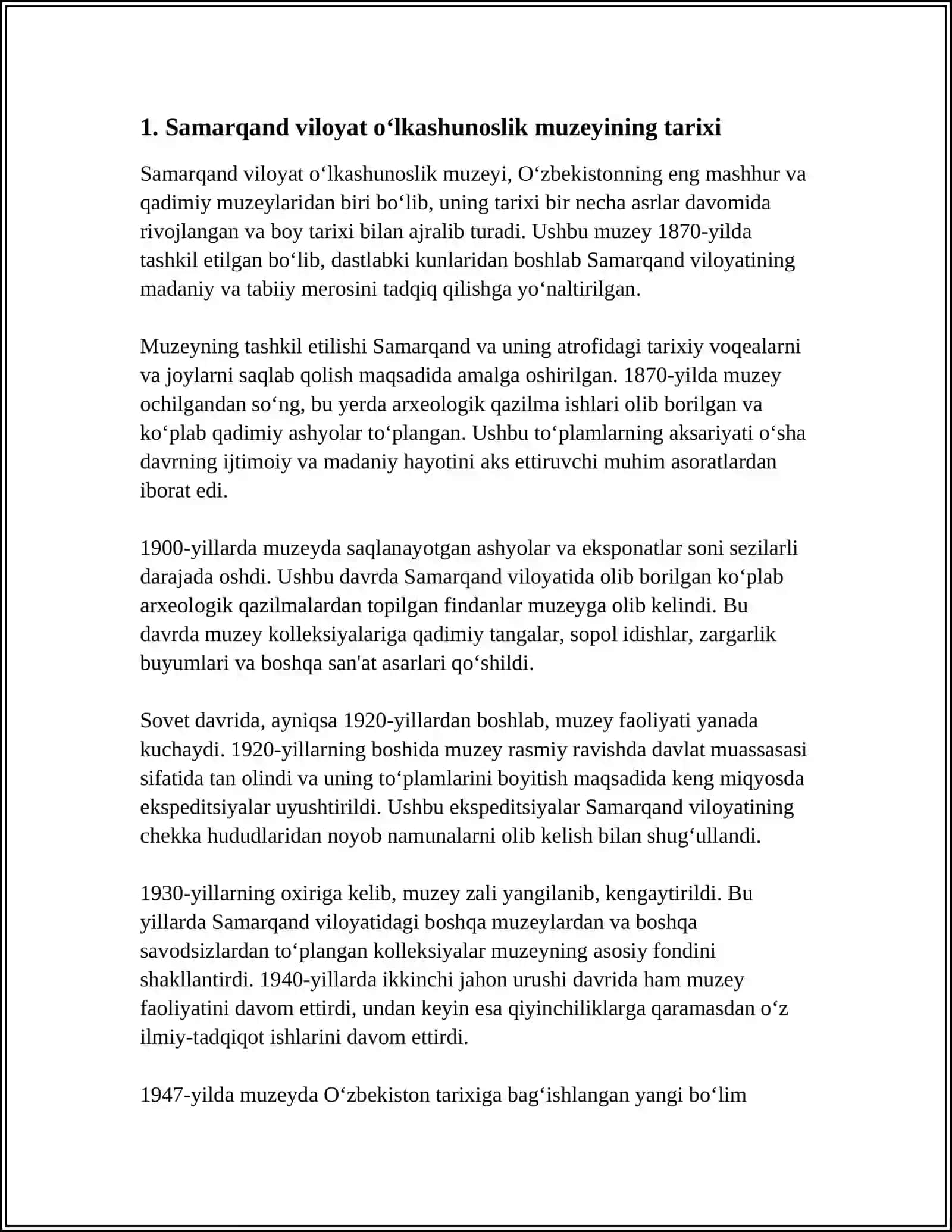 SAMARQAND VILOYAT O'LKASHUNOSLIK MUZEYI HAQIDA 3