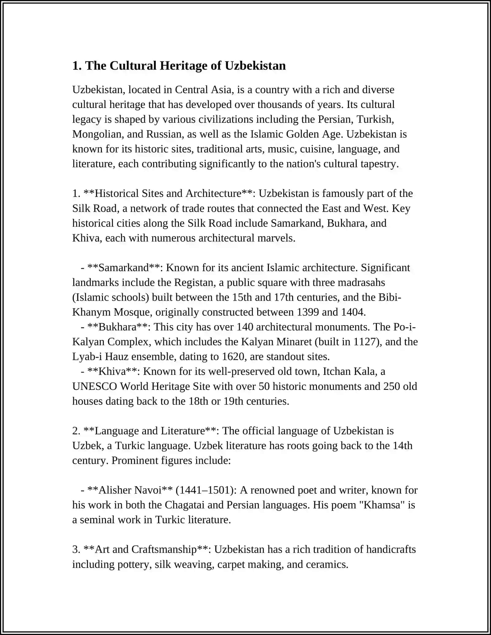 PROJECT. ARTICLE ABOUT UZBEKISTAN 3